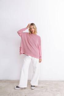 Sweater wafle con volado lateral - 