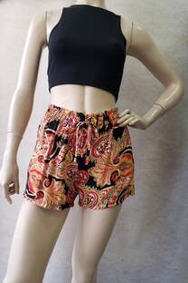 SHORT FIBRANA FLOREADO CON BOLSILLO Y TIRA - 