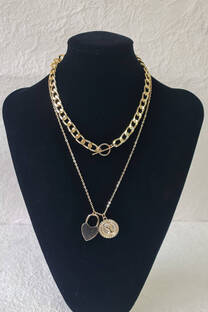  COLLAR DOBLE CADENA CON DOBLE DIJE - 