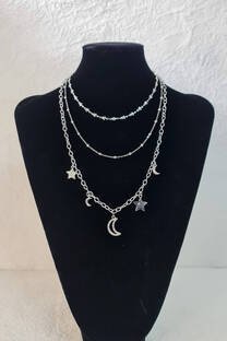 COLLAR TRIPLE LUNA CON STRASS - 