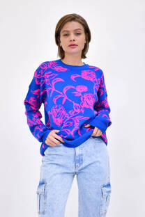 Sweater Grueso Con Diseño De Flores Rosas