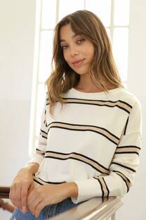 Sweater de bremer rayado cuello redondo - 