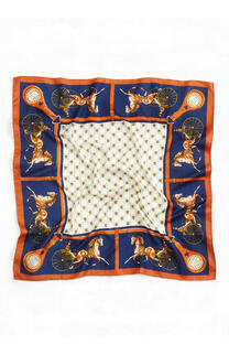 PAÑUELO SEDA ESTILO AJEDREZ BORDE CABALLERO 90X90 CM - 