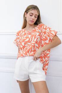 Blusa de seda estampada hojas - 