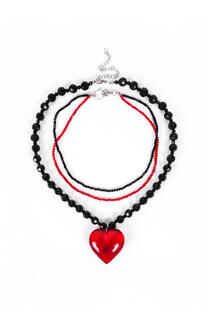SET COLLARES ABALORIOS CON DIJE CORAZON - 