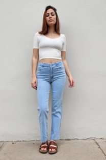 PANTALON RECTO DENIM CELESTE