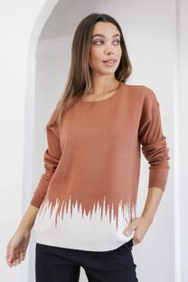 Sweater de bremer jacquard cintura bicolor - 