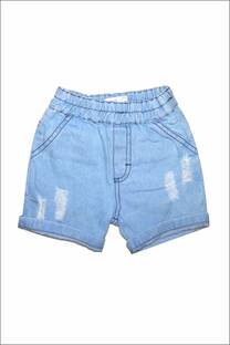 BERMUDA DE JEAN JOGGER CON ROTURAS - 