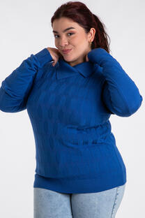 SWEATER CHOMBA CON CUELLOS CON ROMBOS Y FORMAS (543534) - Atena