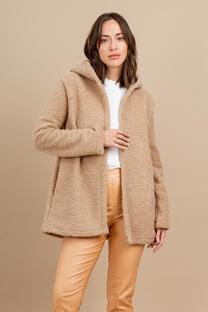 Campera de corderito con capucha y bolsillos - 