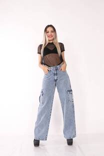 Wide Leg cargo nevado ruedo normal - 