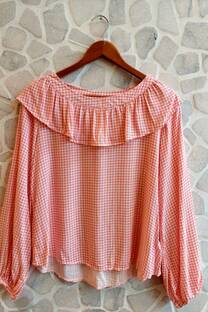 blusa cuadrille con volado - 