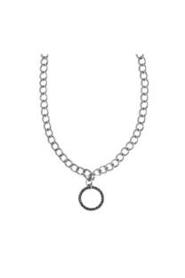 Choker con cadena larga y dije grande plateado CIRCULO - 