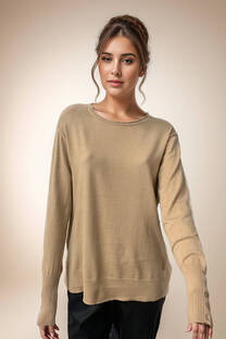 Sweater liso de Bremer con botones en las mangas    - 