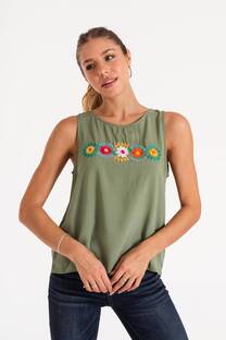 MUSCULOSA POPLIN CON BORDADO Y NUDO ATRAS DALIA - 