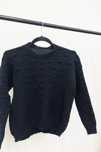 Sweater Poppys Negro - Lana Soft  - 