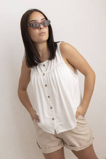 Blusa Sin Mangas Lino Con Botones ARYA - 