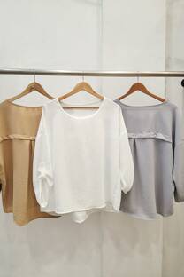 blusa crepe con botones en espalda - 