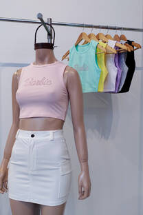 Musculosa pupera algodón cuello base Hot fix &amp;quot;Barbie&amp;quot; - 