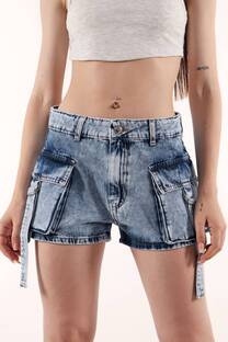 Short mom cargo rigido con tira ruedo normal - 