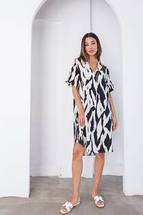 Vestido de seda estampada escote V - 