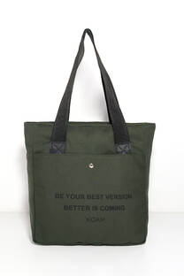 Bolso de eco cuero y lona con frase.