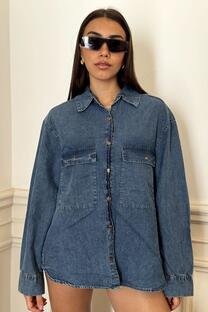 CAMISA DE JEANS LARGA AZUL NEVADO