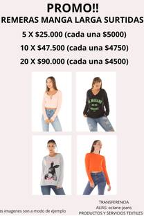 OFERTA 10 REMERAS MANGA LARGA - 