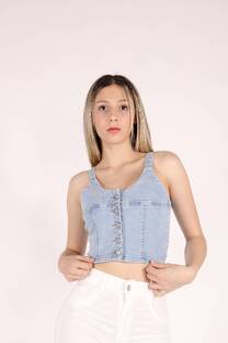 Tops denim elastizado nevado - 