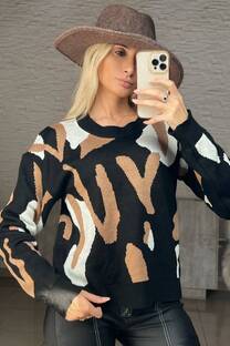 Sweater Mandi Tejido Combinado - 