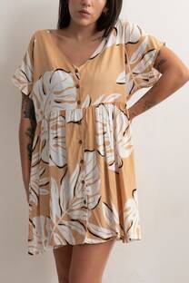 Vestido Corto Oversize Lino Estampado JULIA - 