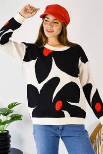 SWEATER GRUESO FLORES GRANDES - 
