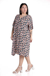 Vestido escote v estampados de poplin - 