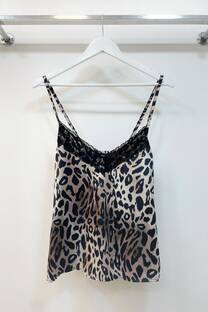 Musculosa animal print encaje