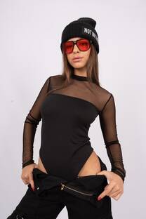 BODY PERLA CUELLO ALTO COMBINADO CON TUL - 