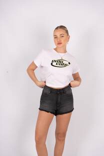 Short Denim Menna Desflecado Bigote Gris - 