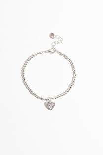 Pulsera de acero quirurgico blanco con dije strass. - 