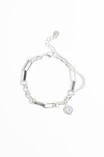 Pulsera de acero quirurgico blanco con dije strass. - 