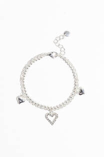 Pulsera de acero quirurgico blanco con dije strass. - 