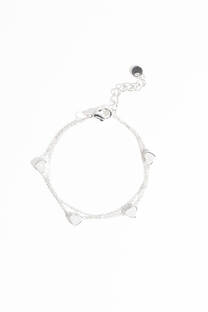 Pulsera de acero quirurgico blanco con dije. - 