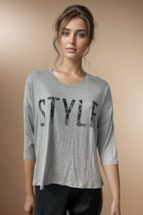 Remera modal con estampa y tacha STYLE - 