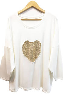 Remera Corazon Lentejuelas