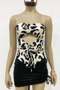 STRAPLESS ANIMAL PRINT