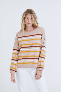 Sweater escote redondo rayado de colores