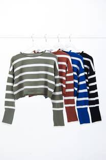 Sweater corto rayado  - 