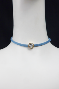 CHOKER DENIM FINO CIRCULO PIEDRA - 