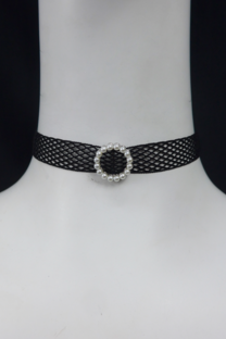 CHOKER RED CON DIJE DE PERLAS - 