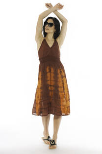 vestido batik con enagua, bordado y cintura elastizada - 