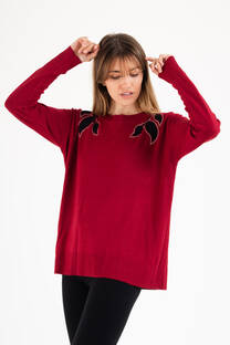 Sweater lycra con strass y oja - 