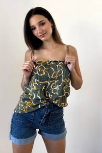 top de lino con botones - 